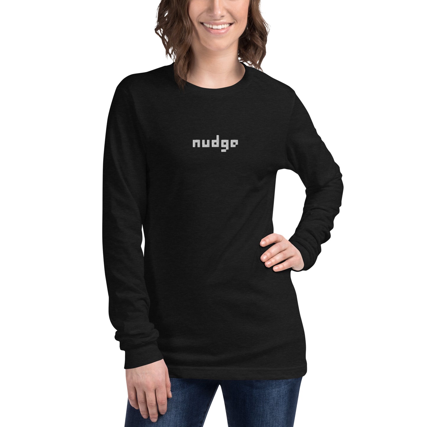 Nudge - Unisex Long Sleeve Tee - Embroidered Filled