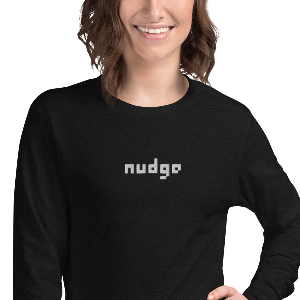 Nudge - Unisex Long Sleeve Tee - Embroidered Filled