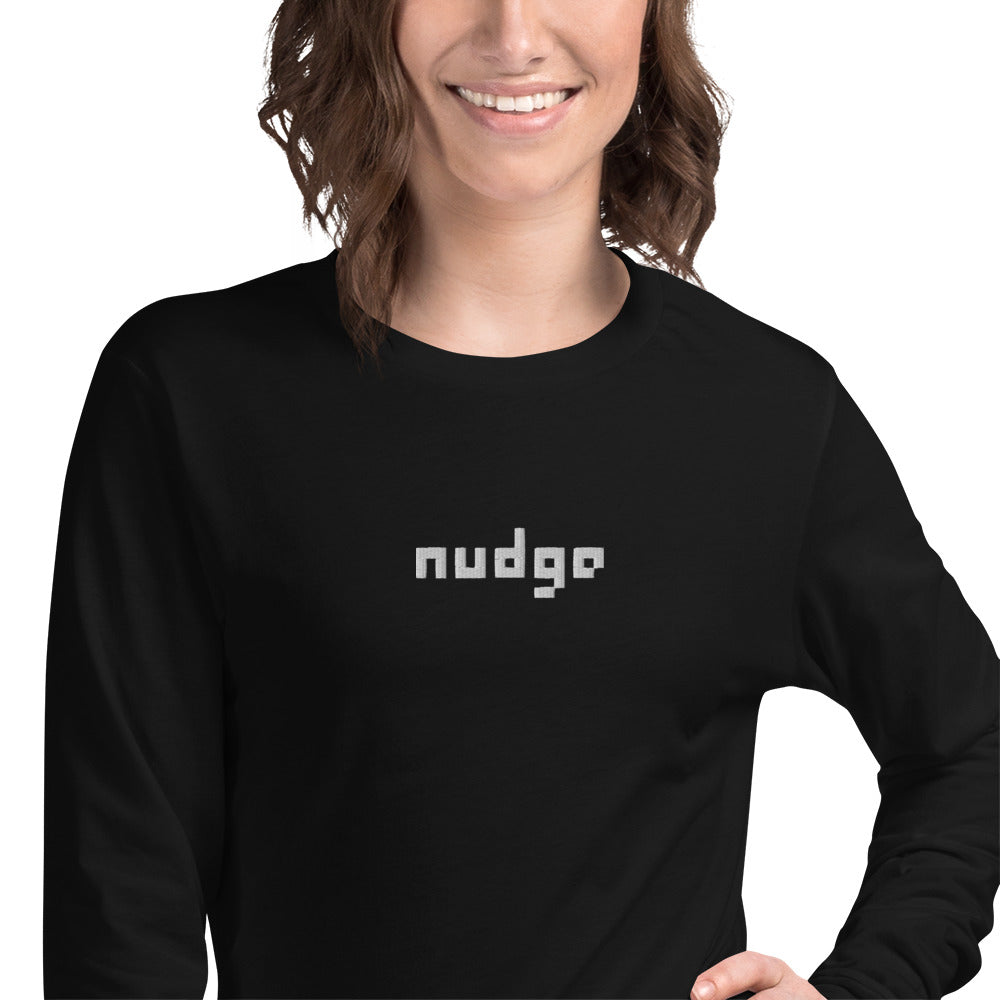 Nudge - Unisex Long Sleeve Tee - Embroidered Filled